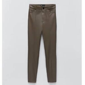 Zara Taupe faux leather high waist leggings